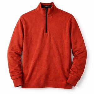 Orvis Men’s XL 100% Merino Wool Quarter Zip Sweater Rust Orange Pullover